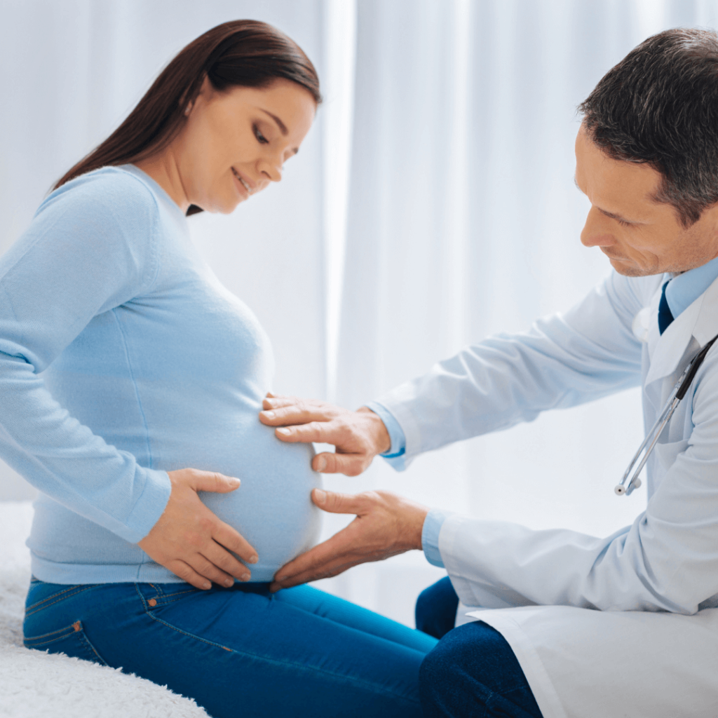 Pregnant woman with care provider