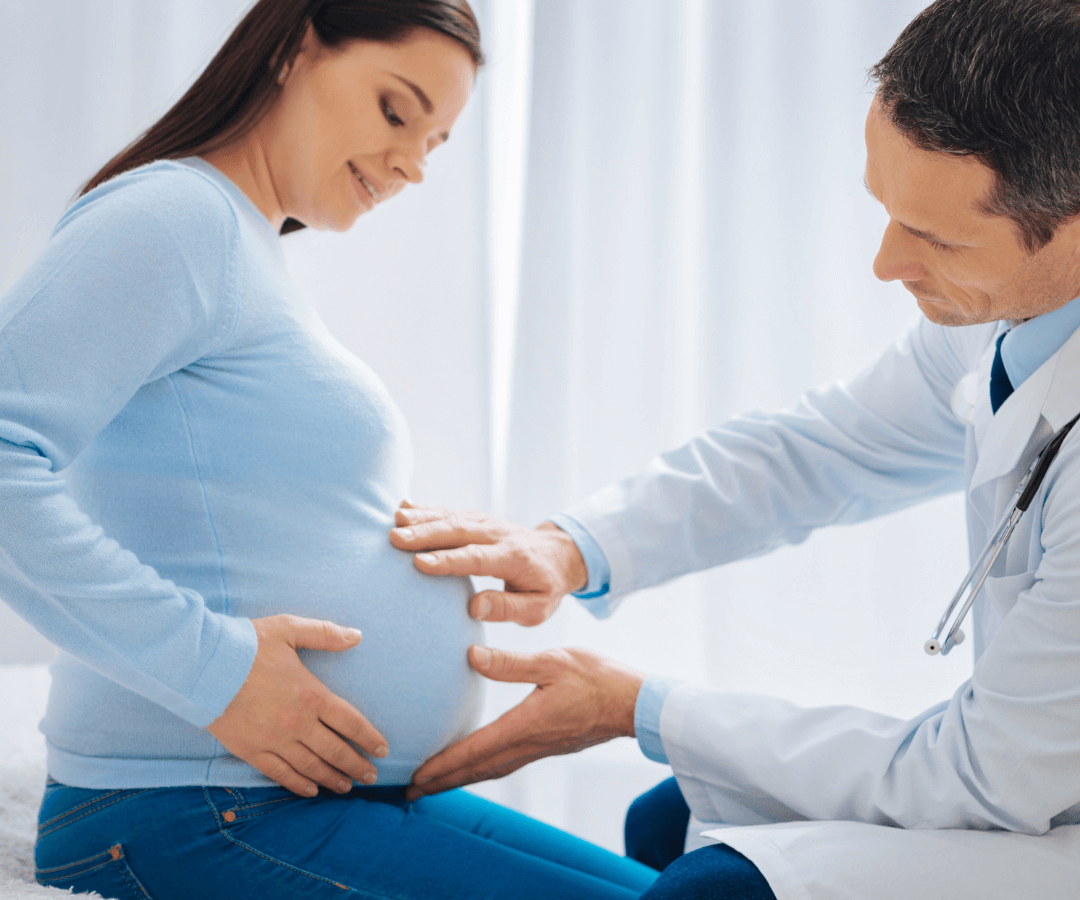 Pregnant woman with care provider